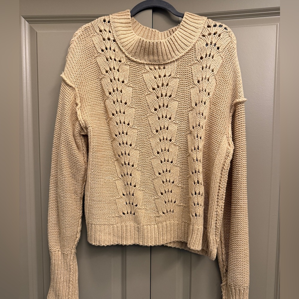 Free People Cream Knit Sweater